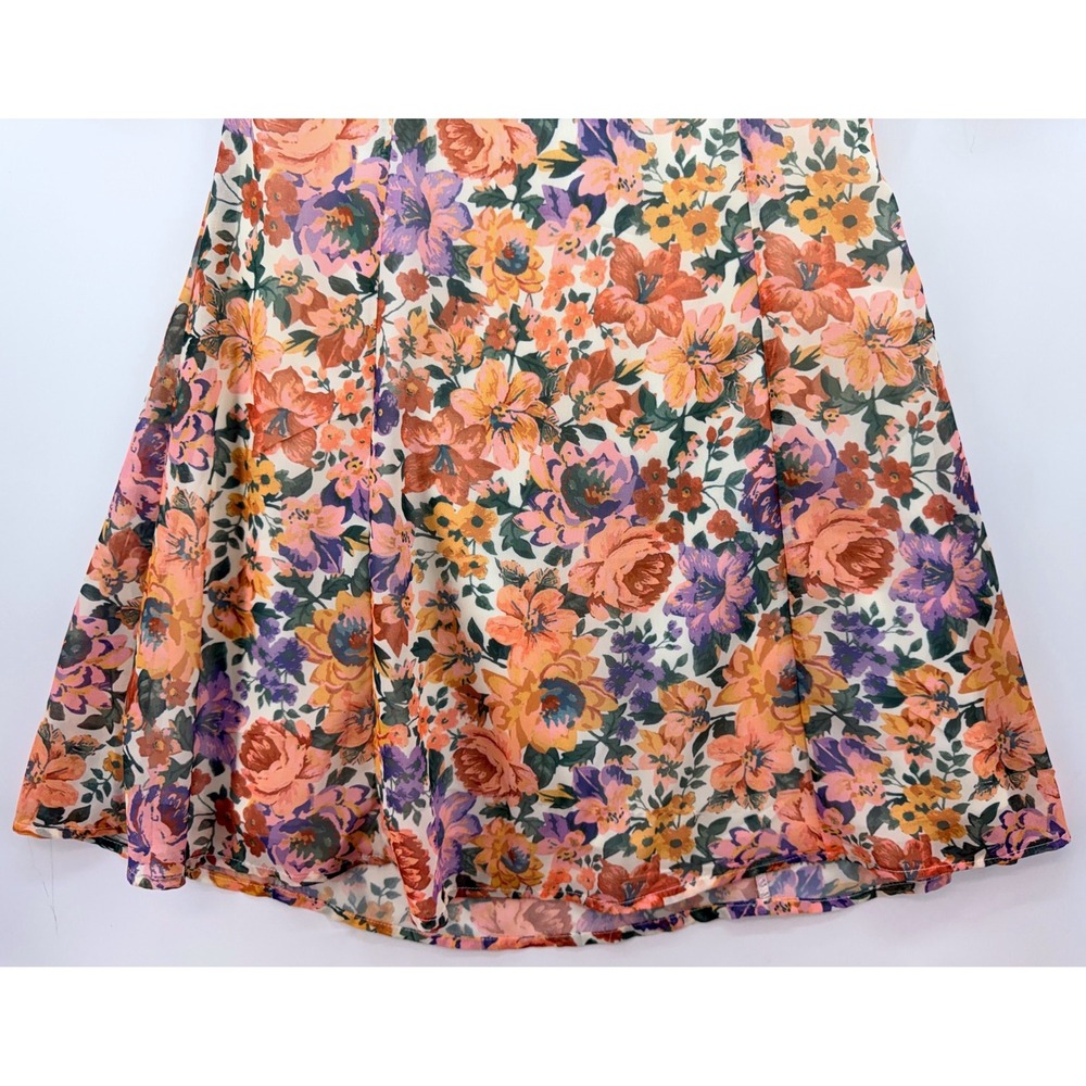 Showpo Floral Puff Sleeve Cut Out Mini Dress Sz US 2 Garden Party Euro Summer - Picture 9 of 10